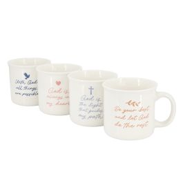 Gibson Home Daily Wisdom 4 Piece Assorted 21 Ounce Stoneware Mug Set in White